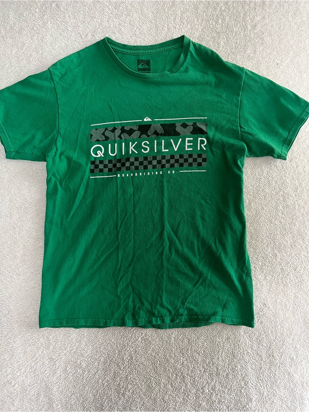 Quiksilver Green Short Sleeve Tee with Checkerboard Logo